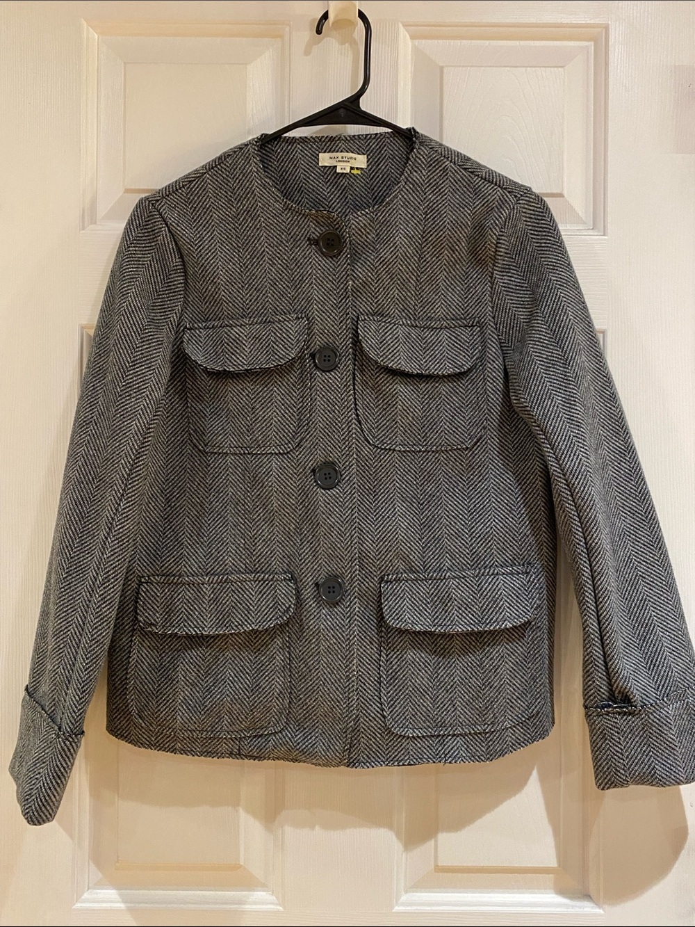 Max Studio Grey Herringbone Coat Jacket
